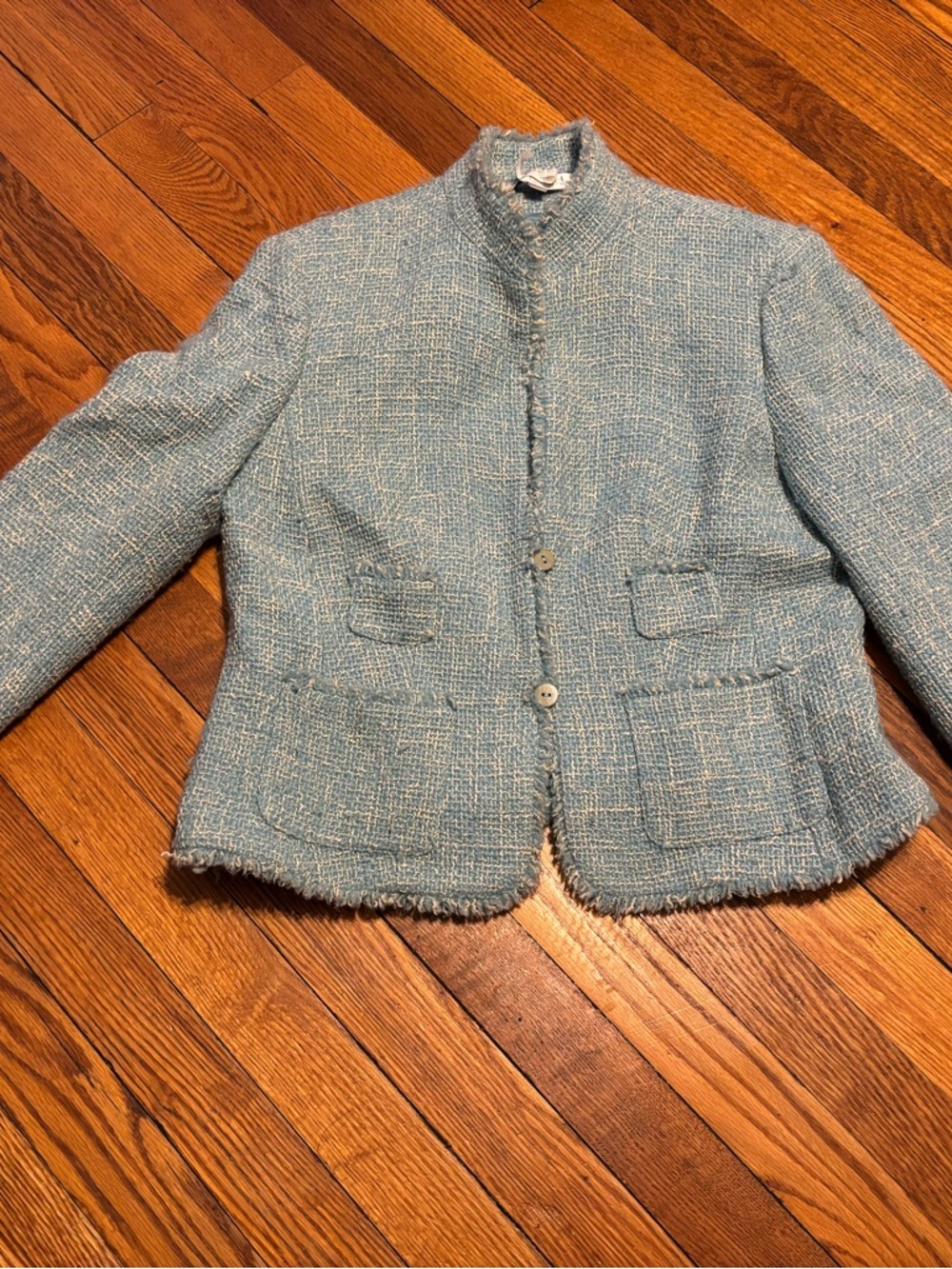 Worth Light Blue Tweed Bouclé Jacket size 6